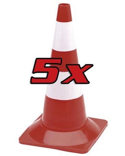 Pack de 5 cônes de signalisation rouge et blanc – 50 cm