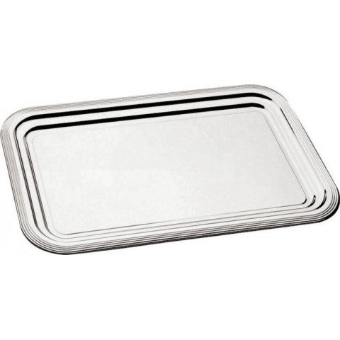 PLAT COCKTAIL METAL CHROME RECTANGULAIRE 41X31CM