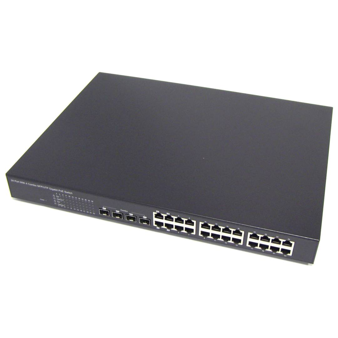 Commutateur 10/100/1000 Mbps PoE IEEE 802.3af RACK19 (24 PoE et 4 SFP