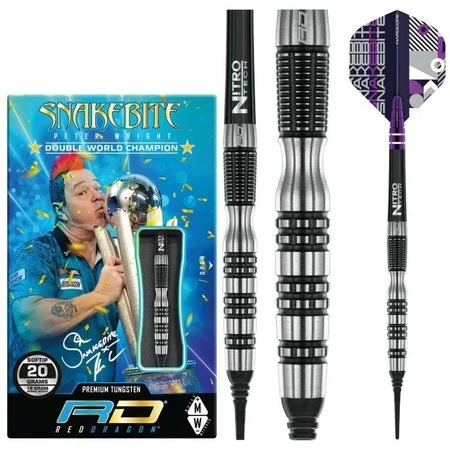 PETER WRIGHT SNAKEBITE – BLACK RACER 90% SOFT TIP – FLÉCHETTES POINTE PLASTIQUE