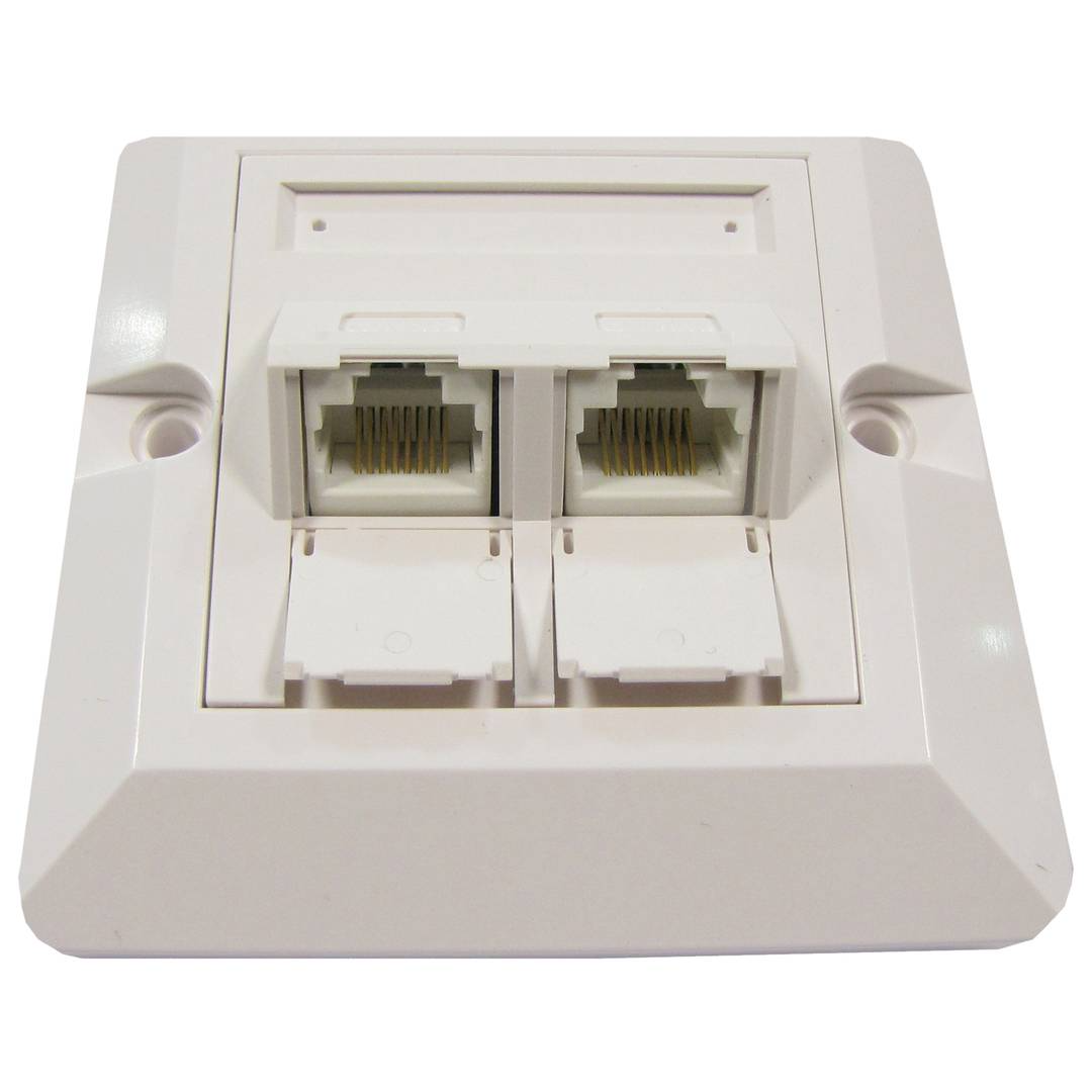 80×80 plaque murale 2-RJ45 UTP Cat.6