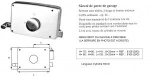 Serrure de garage à tirage cylindre + bouton