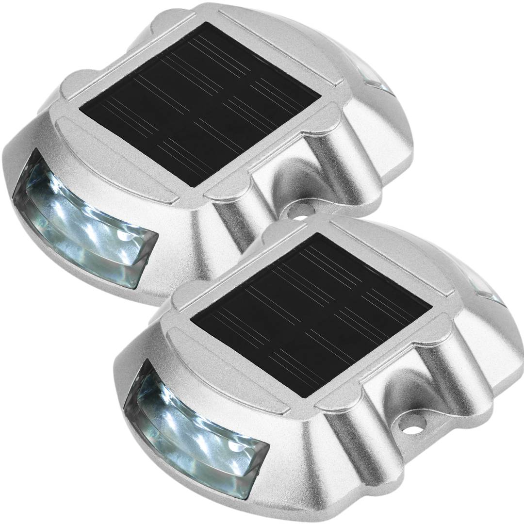 Plot routier solaire LED de signalisation 108x95x22mm aluminium 2-pack