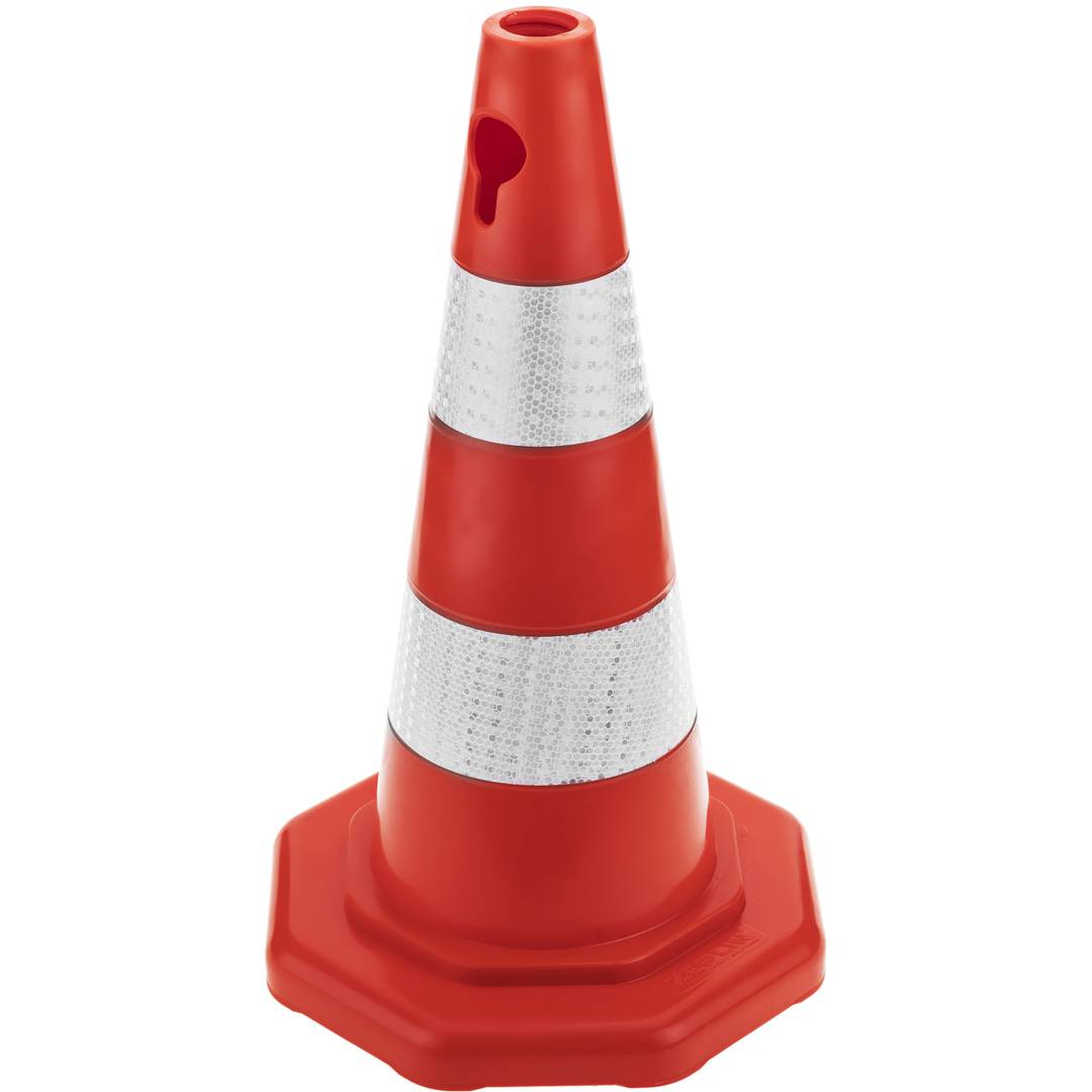 Cône de signalisation avec double bande réfléchissante pour signalisation et balisage 50 cm