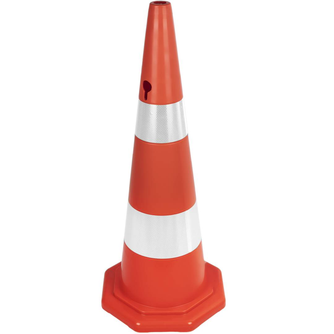 Cône de signalisation avec double bande réfléchissante pour signalisation et balisage 87 cm