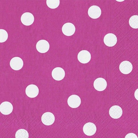 SERVIETTE PAPIER 40X40CM 3PLIS FUCHSIA A POIS BLANC/20