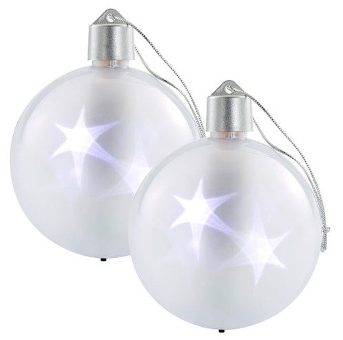 Set de 2 boules de Noël avec LED effet 3D – Blanc