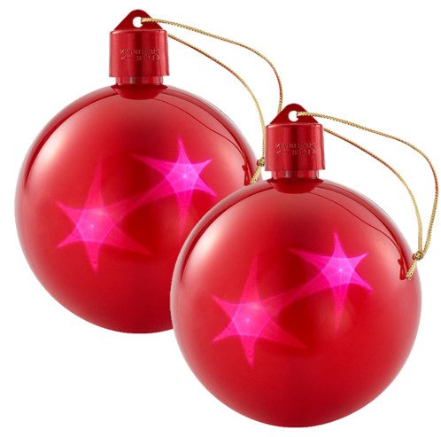 Set de 2 boules de Noël avec LED effet 3D – Rouge
