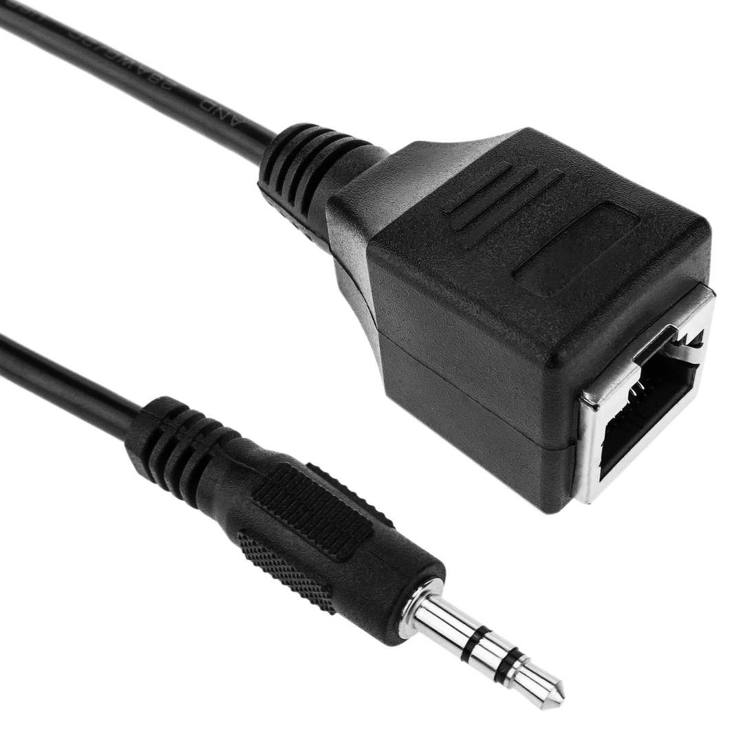 Câble adaptateur audio stéréo 3,5″ minijack vers connecteur femelle RJ45