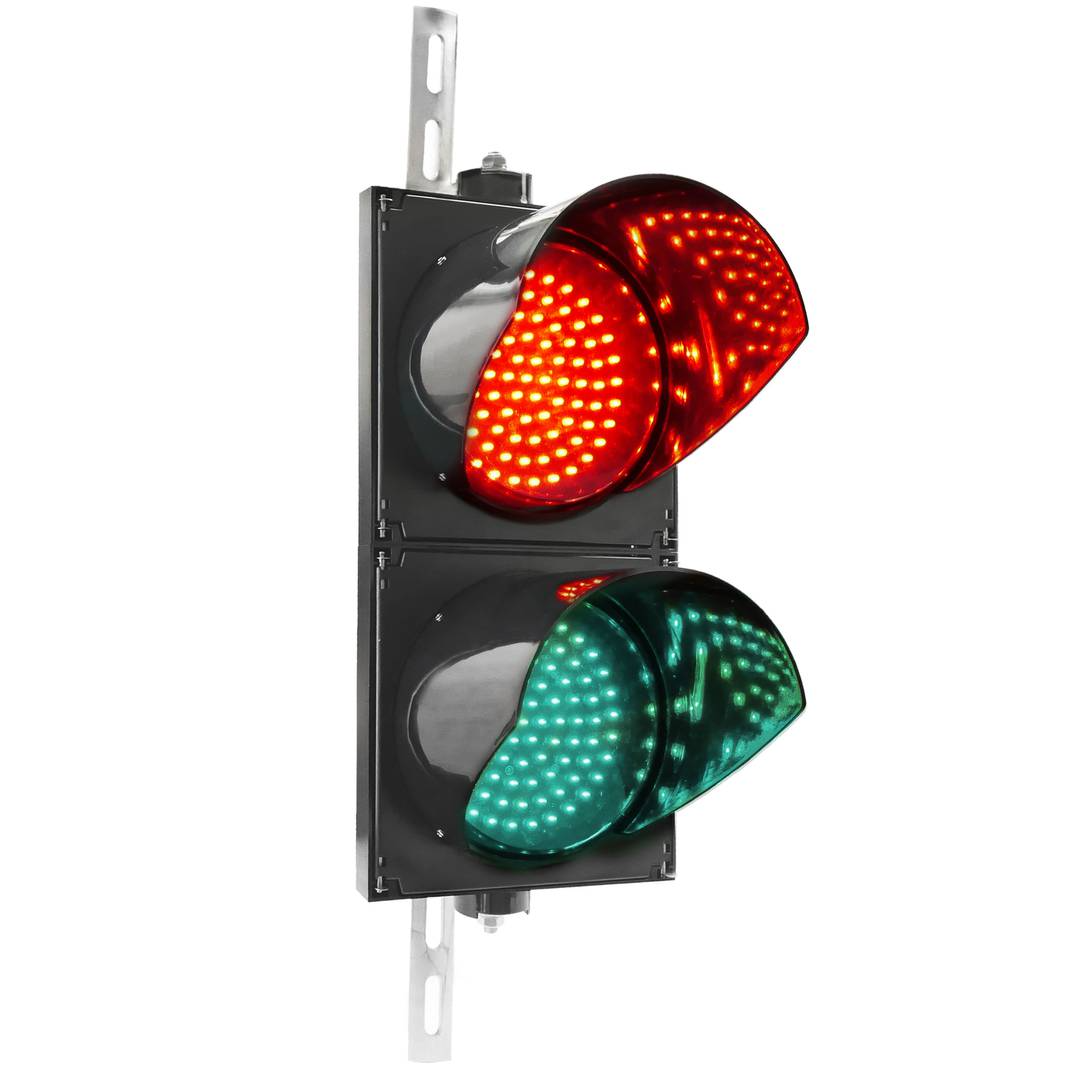 Feu de circulation pour intérieur et extérieur IP65 2 x 200mm 12-24V avec LEDs vert et rouge