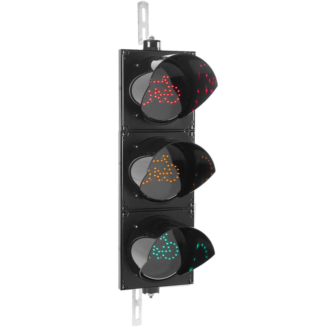 Feu de signalisation intérieur et extérieur pour vélo IP65 noir 3 x 200mm 12-24V avec LEDs vertes, jaunes ambrées et rouges