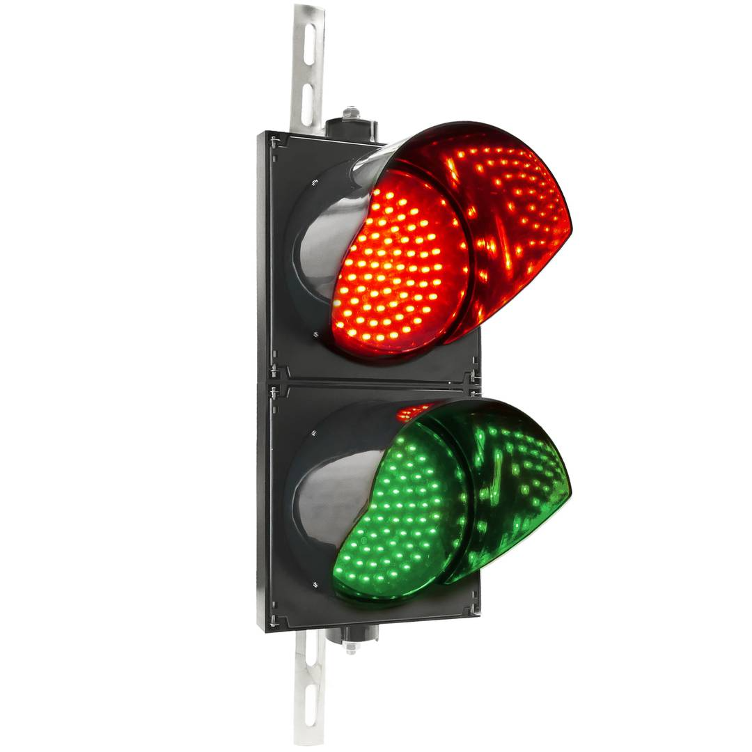 Feu de circulation pour intérieur et extérieur IP65 2 x 200mm 220V avec LEDs vert et rouge