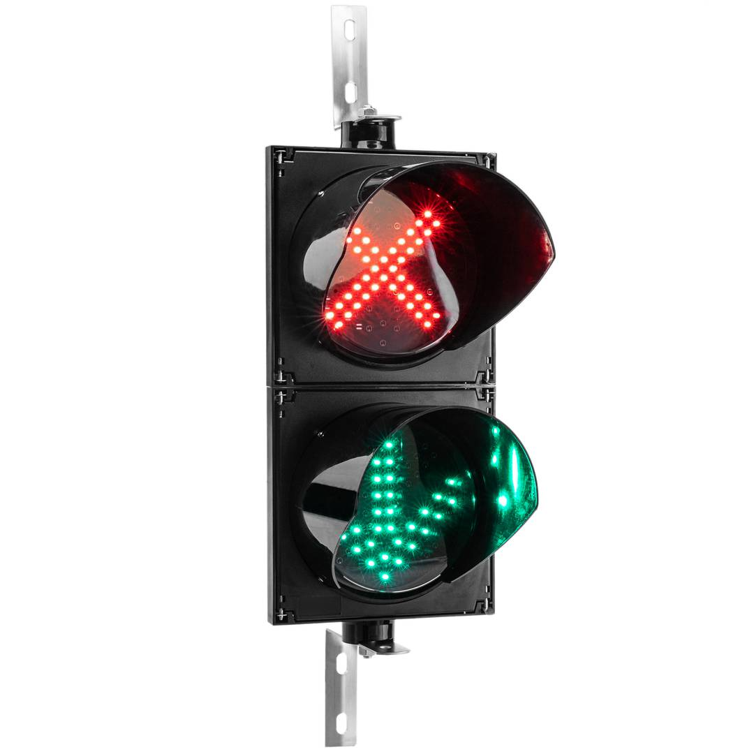 Feu de signalisation intérieur et extérieur IP65 noir 2 x 200mm 220 VAC avec flèche verte et croix rouge