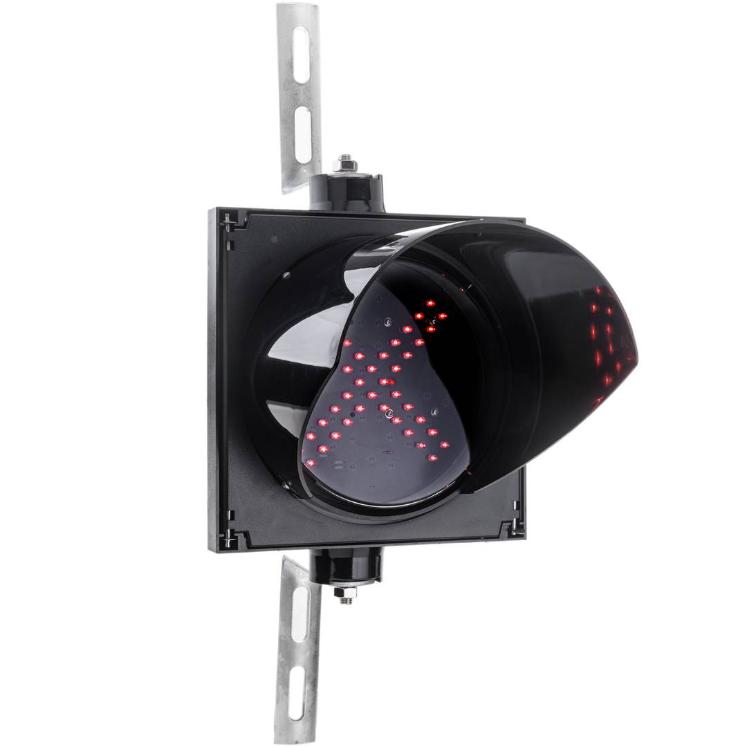 Feu de signalisation intérieur/extérieur IP65 noir 1 x 200mm 12-24V avec croix lumineuse rouge