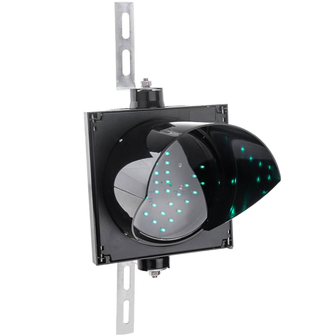 Feu de signalisation intérieur et extérieur IP65 noir 1 x 200mm 12-24V avec lumière verte en forme de flèche