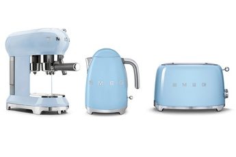 SMEG EXPRESSO ECF01 + BOUILLOIRE KLF01 + TOASTER TSF01 BLEU