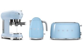 SMEG EXPRESSO ECF01 + BOUILLOIRE KLF01 + GRILLE PAIN TSF02 BLEU