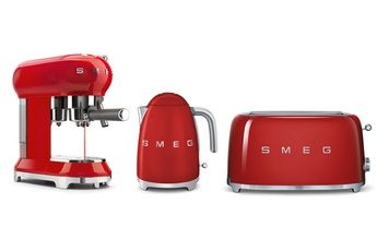 SMEG EXPRESSO ECF01+ BOUILLOIRE KLF01 + GRILLE PAIN TSF02 ROUGE