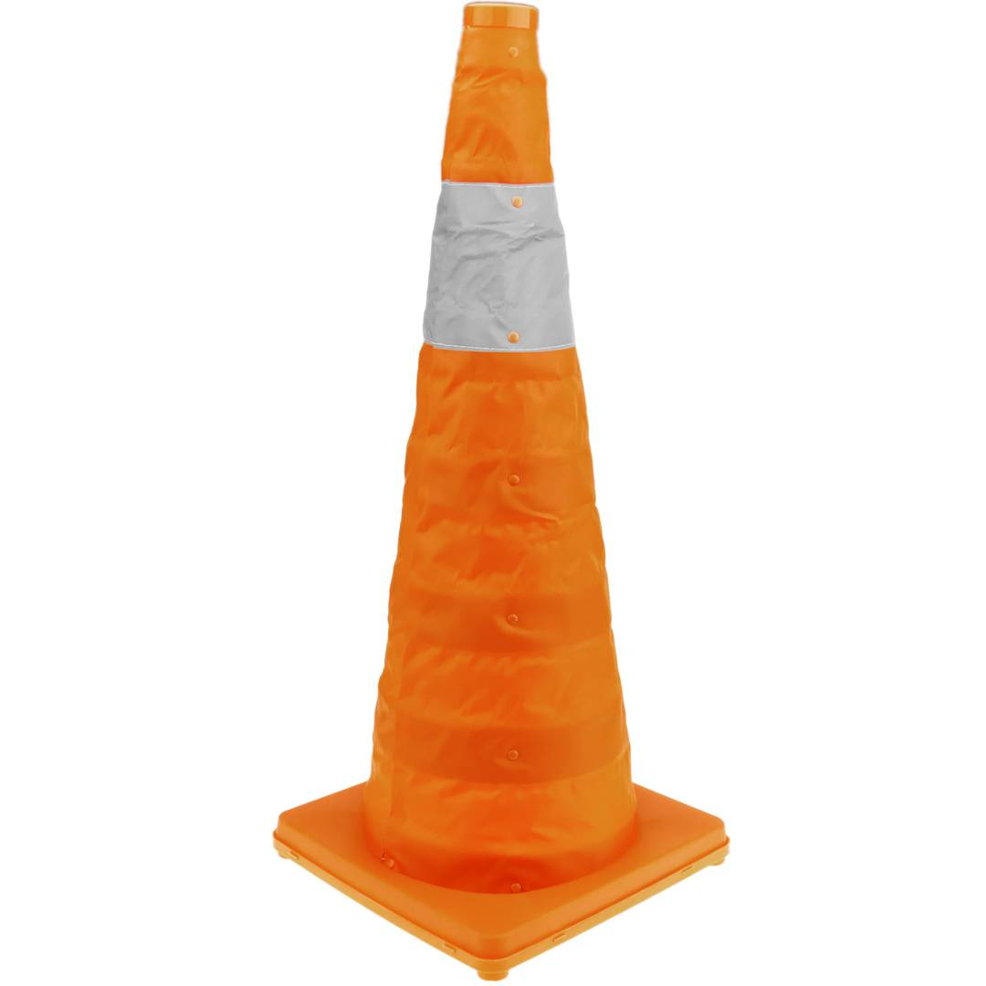 Cône de signalisation avec réflecteur et balise repliable 70 cm