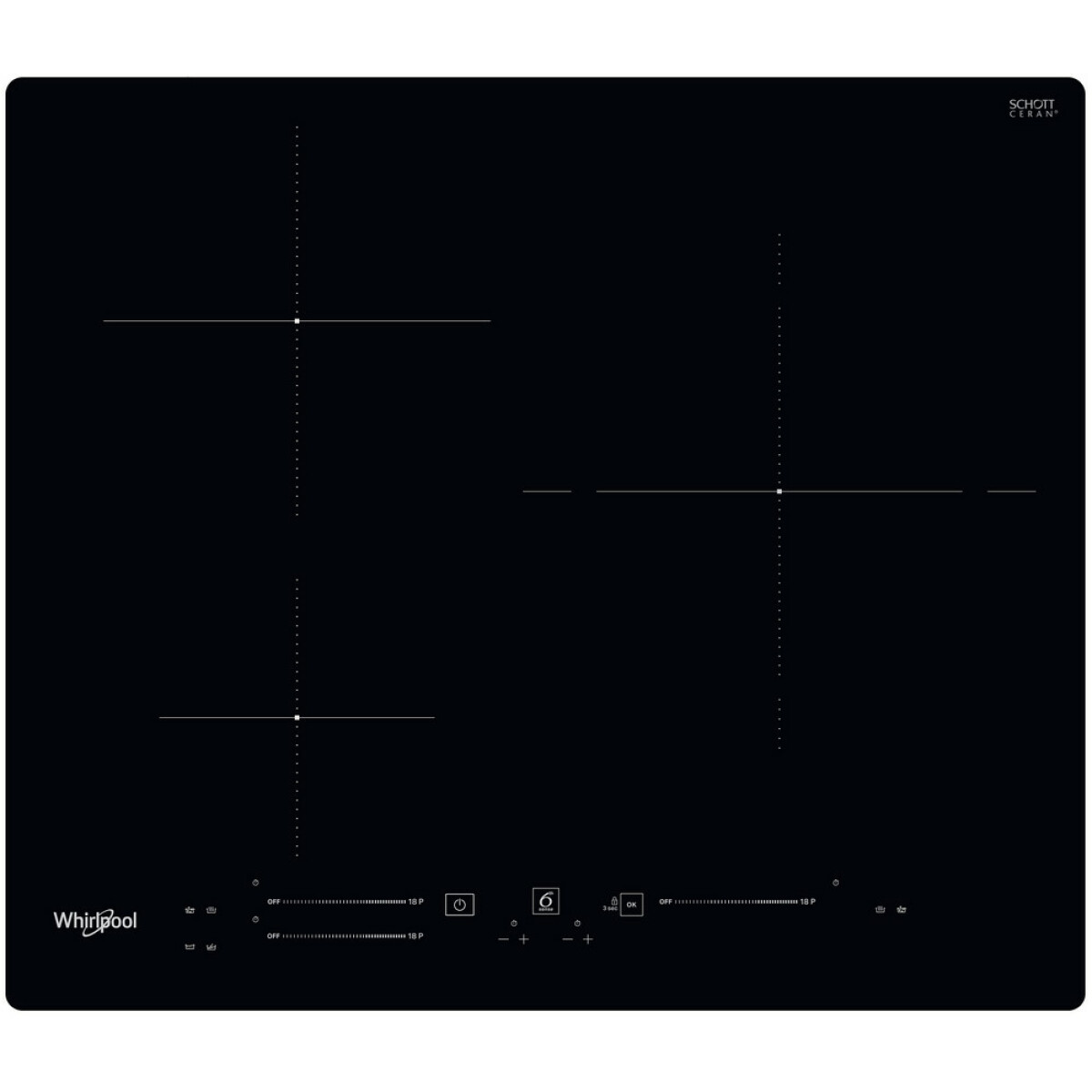 Table de cuisson induction 60cm 3 feux 7200w – wss3960ne – WHIRLPOOL