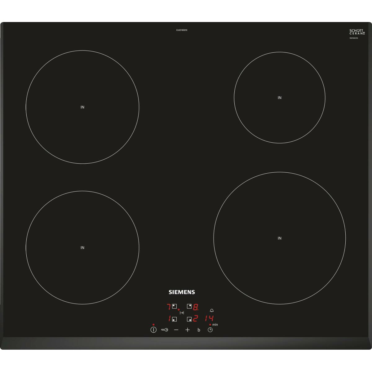 Table de cuisson induction 60cm 4 feux 4600w noir – eu651beb1e – SIEMENS