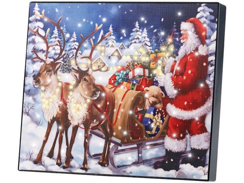 Tableau lumineux “Père Noël et son traîneau” 28 x 23 cm