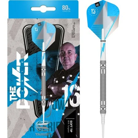 PHIL TAYLOR POWER SERIES SILVER 80% SOFT TIP – FLÉCHETTES POINTE PLASTIQUE