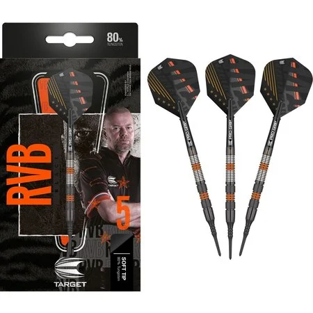 TARGET RAYMOND VAN BARNEVELD RVB 80% BLACK SOFT TIP – FLÉCHETTES POINTE PLASTIQUE