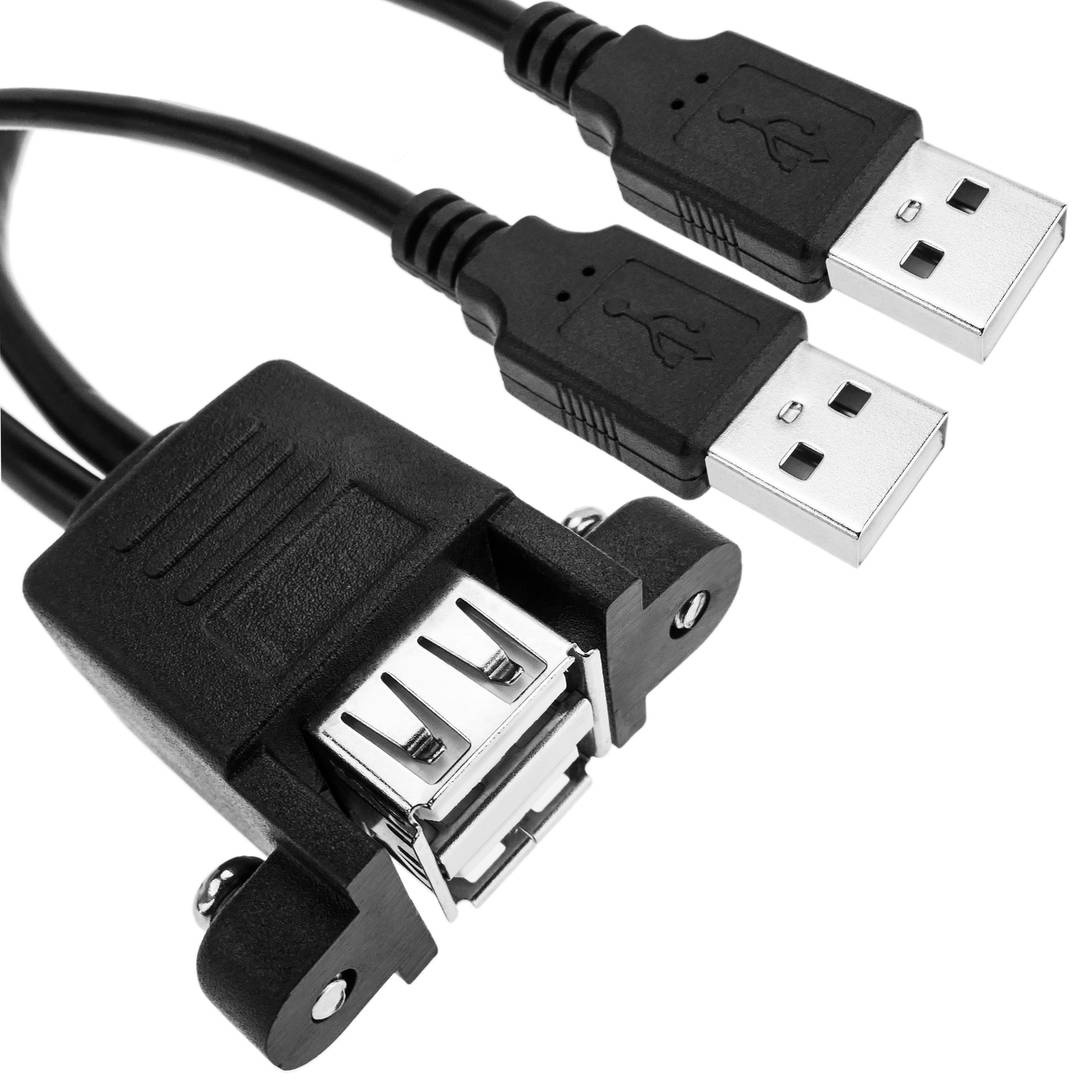 Adaptateur USB 2.0 mâle X2 vers USB femelle double pour panneau