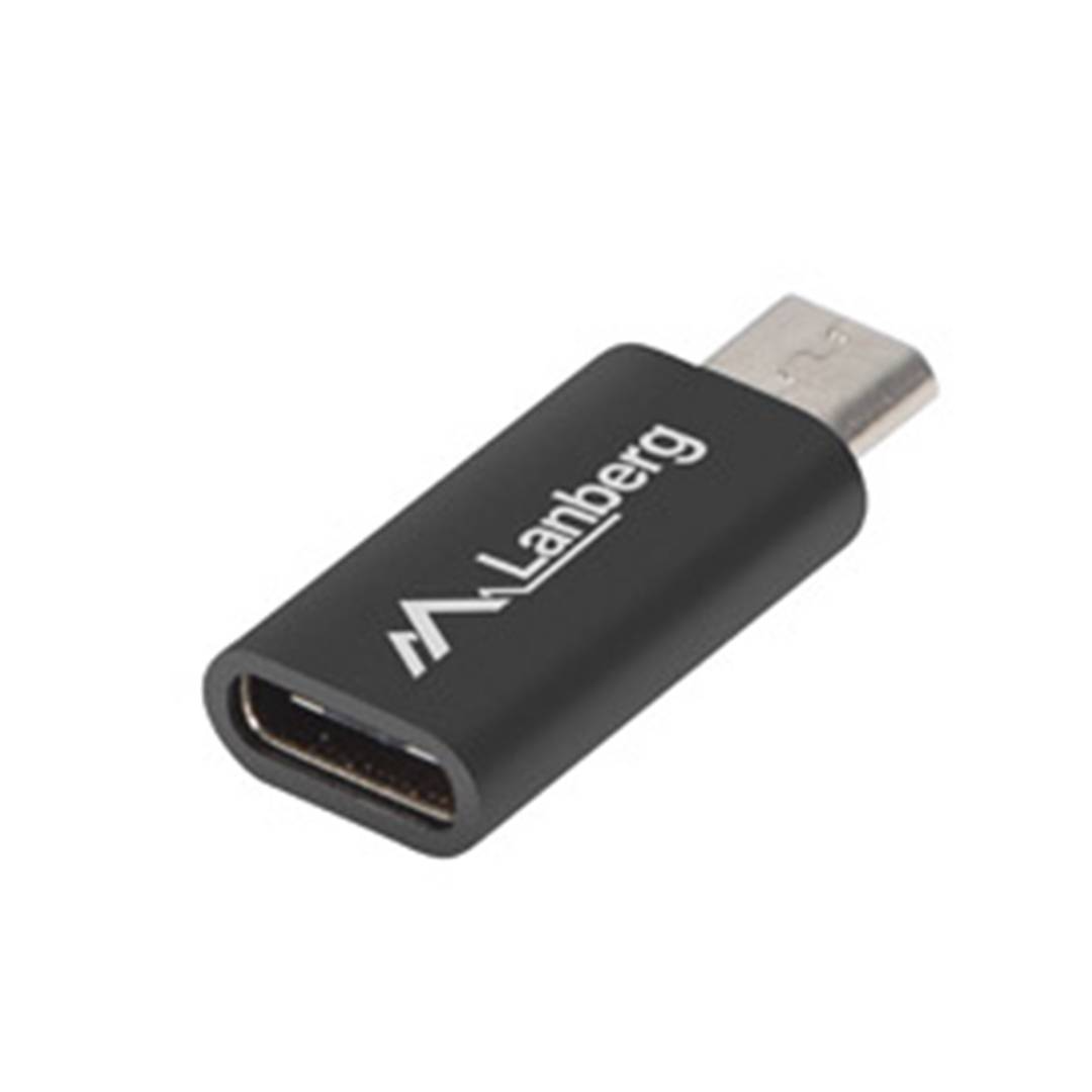 Adaptateur Lanberg microUSB-B mâle vers USB Type C 2.0 femelle noir