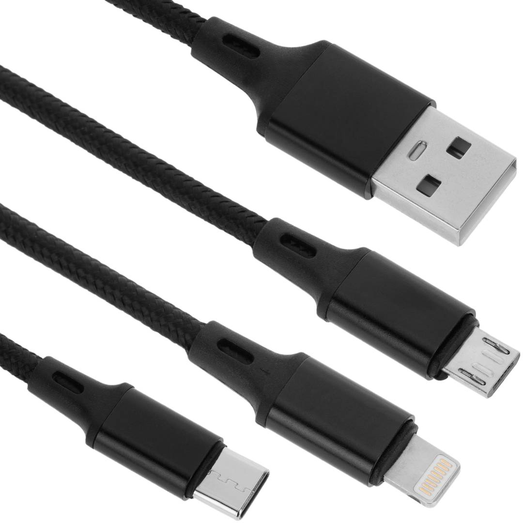 3 en 1 USB-A 2.0 Mâle vers USB Type C Mâle Micro USB Mâle Connecteurs et Connecteur Compatible avec Apple