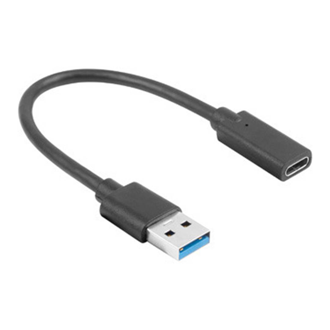 Adaptateur Lanberg USB-A mâle vers USB Type C 3.1 femelle 15 cm noir