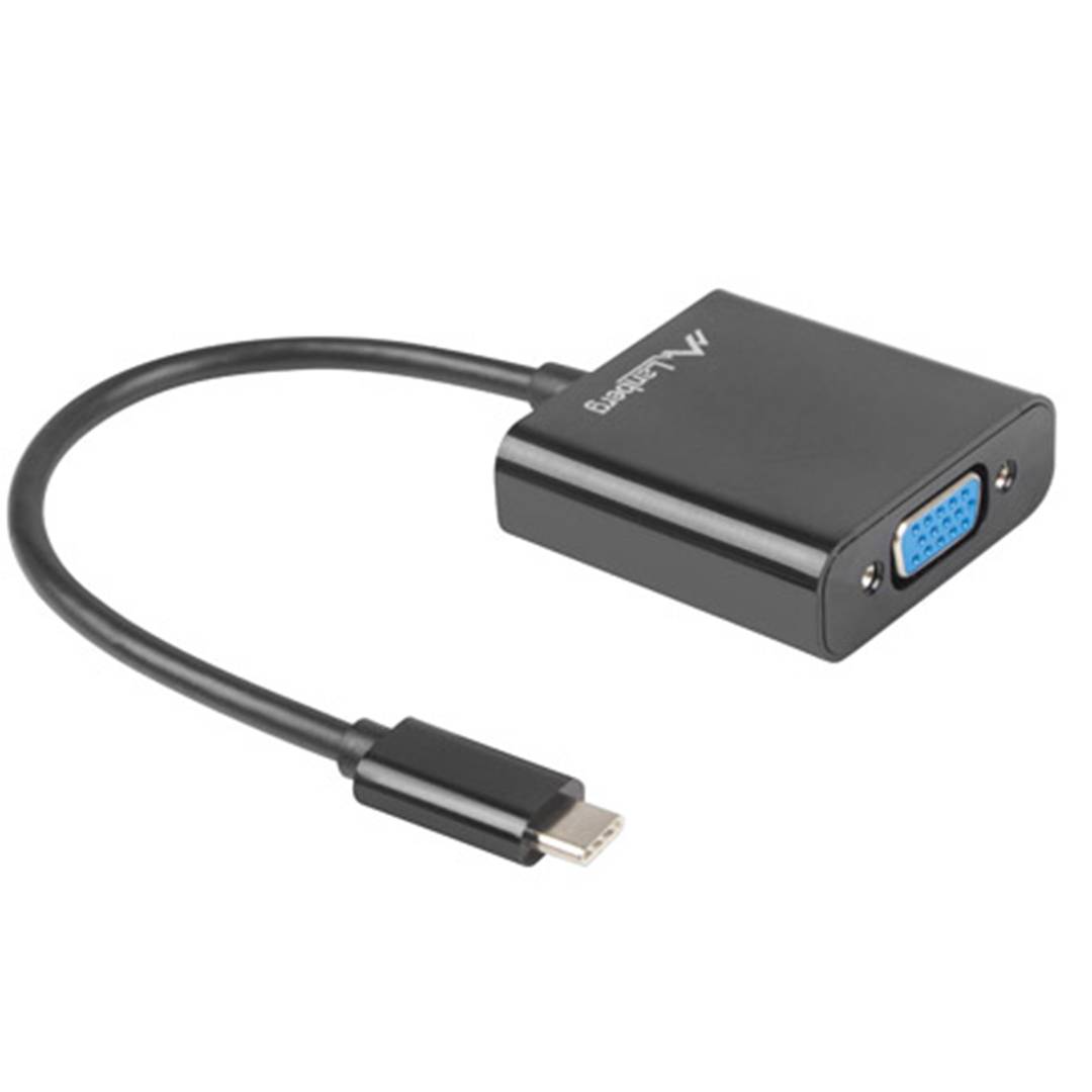 Adaptateur Lanberg USB Type C 3.1 mâle vers VGA femelle 15 cm noir