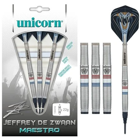 UNICORN JEFFREY DE ZWAAN MAESTRO PHASE 2 80% SOFT TIP – FLÉCHETTES POINTE PLASTIQUE