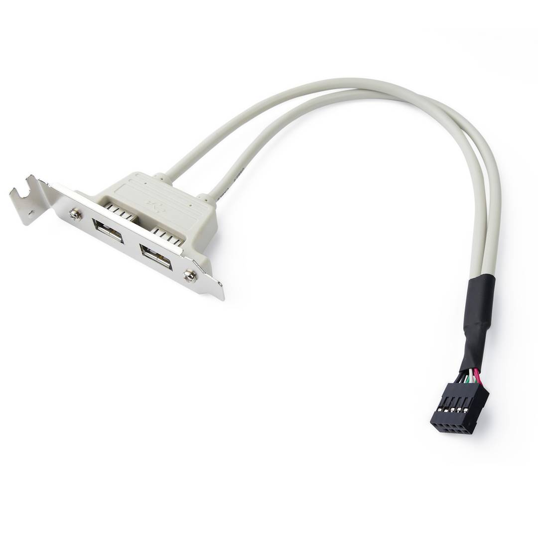 Adaptateur USB carte mère à la broche de 2×5 2xAH support métallique profil bas