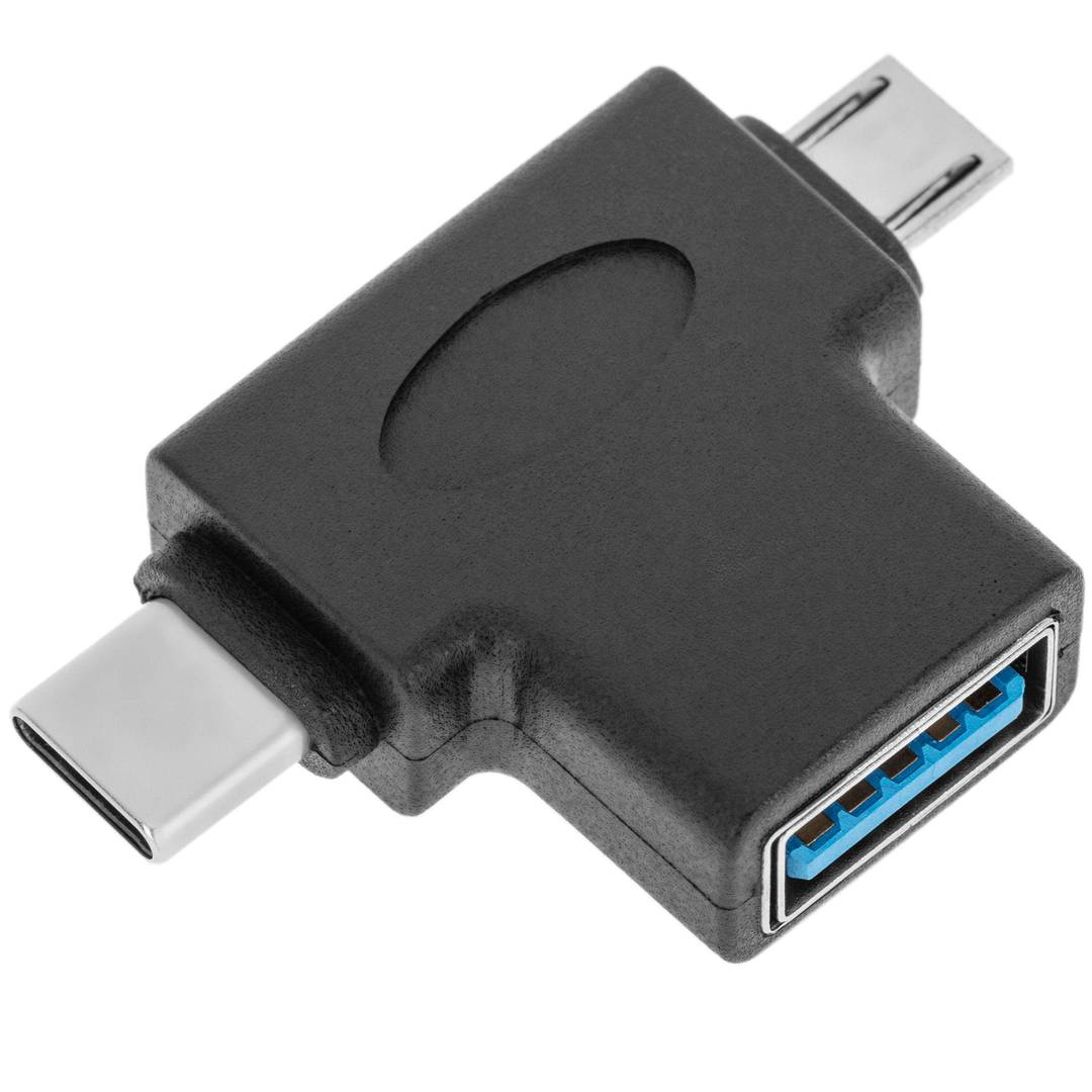 Adaptateur USB 3.0 en forme de T vers Micro-USB et USB Type-C