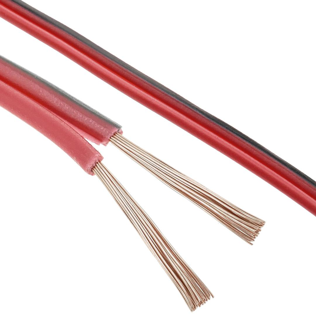 Câble audio pour haut-parleur rouge et noir 2×0.75 mm² Bobine de 25m