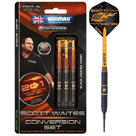 WINMAU SCOTT WAITES BRASS – CONVERTER SET – FLÉCHETTES POINTE ACIER