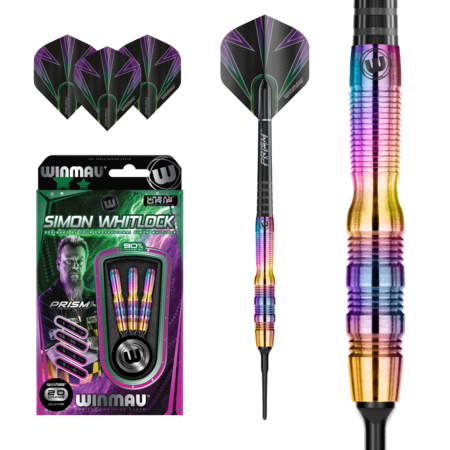 WINMAU SIMON WHITLOCK RAINBOW 90% SOFT TIP – FLÉCHETTES POINTE PLASTIQUE (2)	3.50/5.00