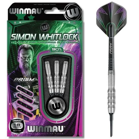 WINMAU SIMON WHITLOCK SILVER 90% SOFT TIP – FLÉCHETTES POINTE PLASTIQUE