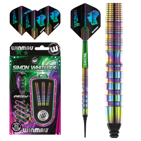 WINMAU SIMON WHITLOCK WORLD CUP SE 90% SOFT TIP – FLÉCHETTES POINTE PLASTIQUE