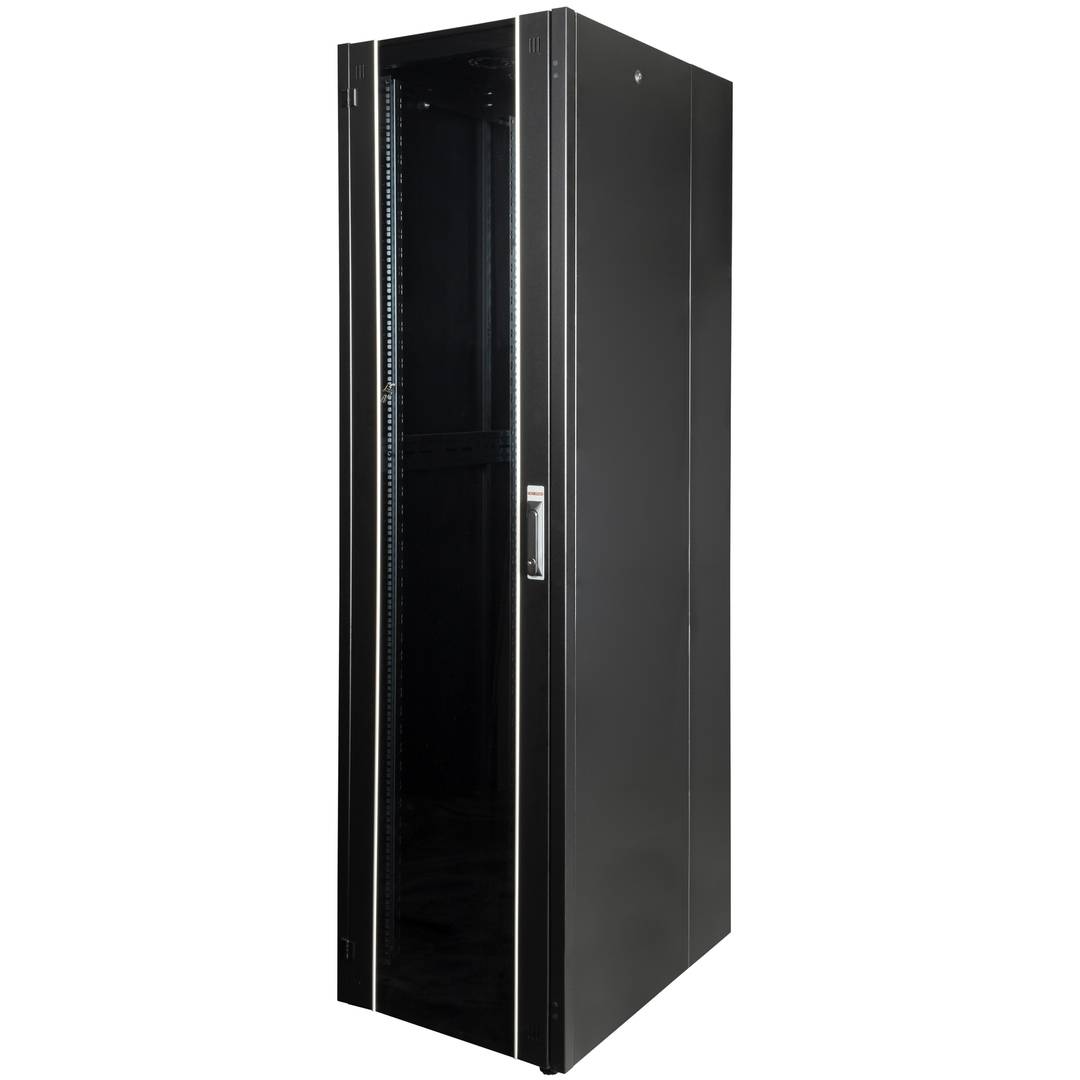 Armoire Rack 19″ Mobirack debout 47U Largeur 600 Profondeur 800 Porte Vitrée Noire