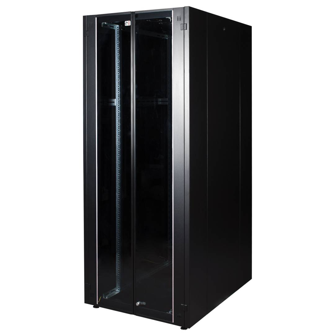 Armoire Rack 19″ Mobirack debout 42U Largeur 800 Profondeur 1000 Porte Vitrée Noire