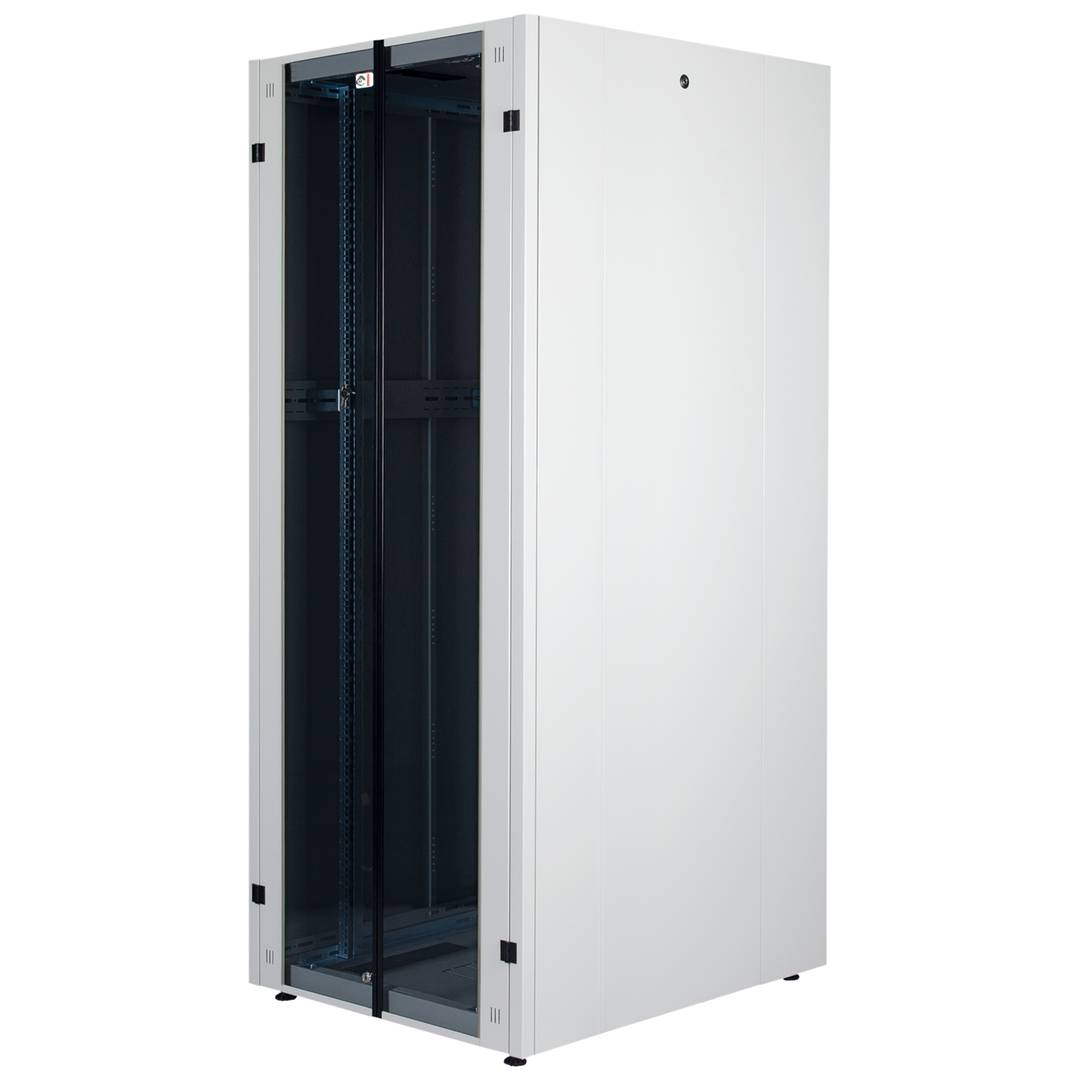 Armoire Rack 19″ Mobirack debout 42U Largeur 800 Profondeur 1000 Porte Vitrée Blanche