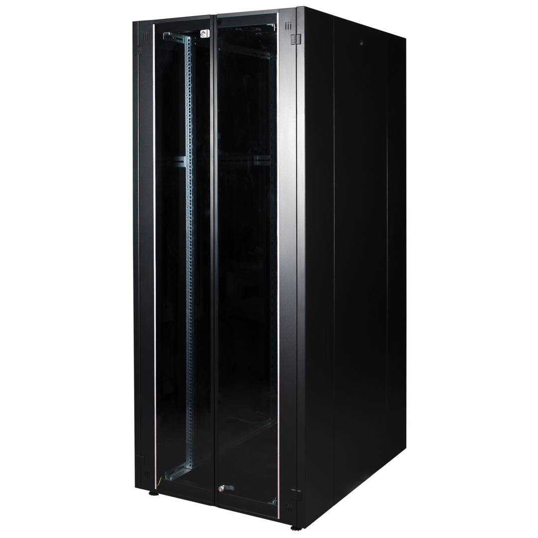 Armoire Rack 19″ Mobirack debout 47U Largeur 800 Profondeur 1000 Porte Vitrée Noire