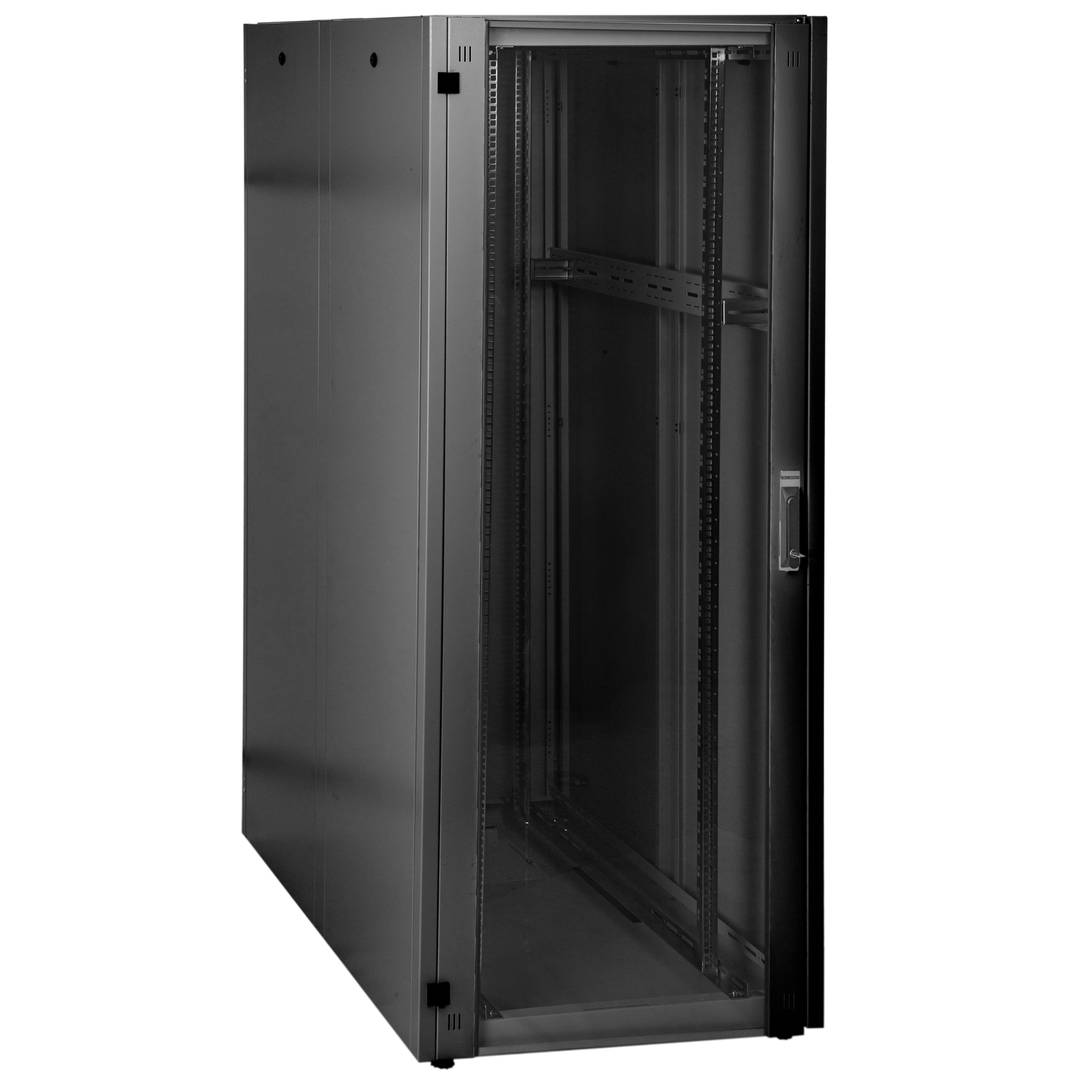 Armoire Rack 19″ Mobirack debout 42U Largeur 800 Profondeur 1200 Porte Vitrée Noire