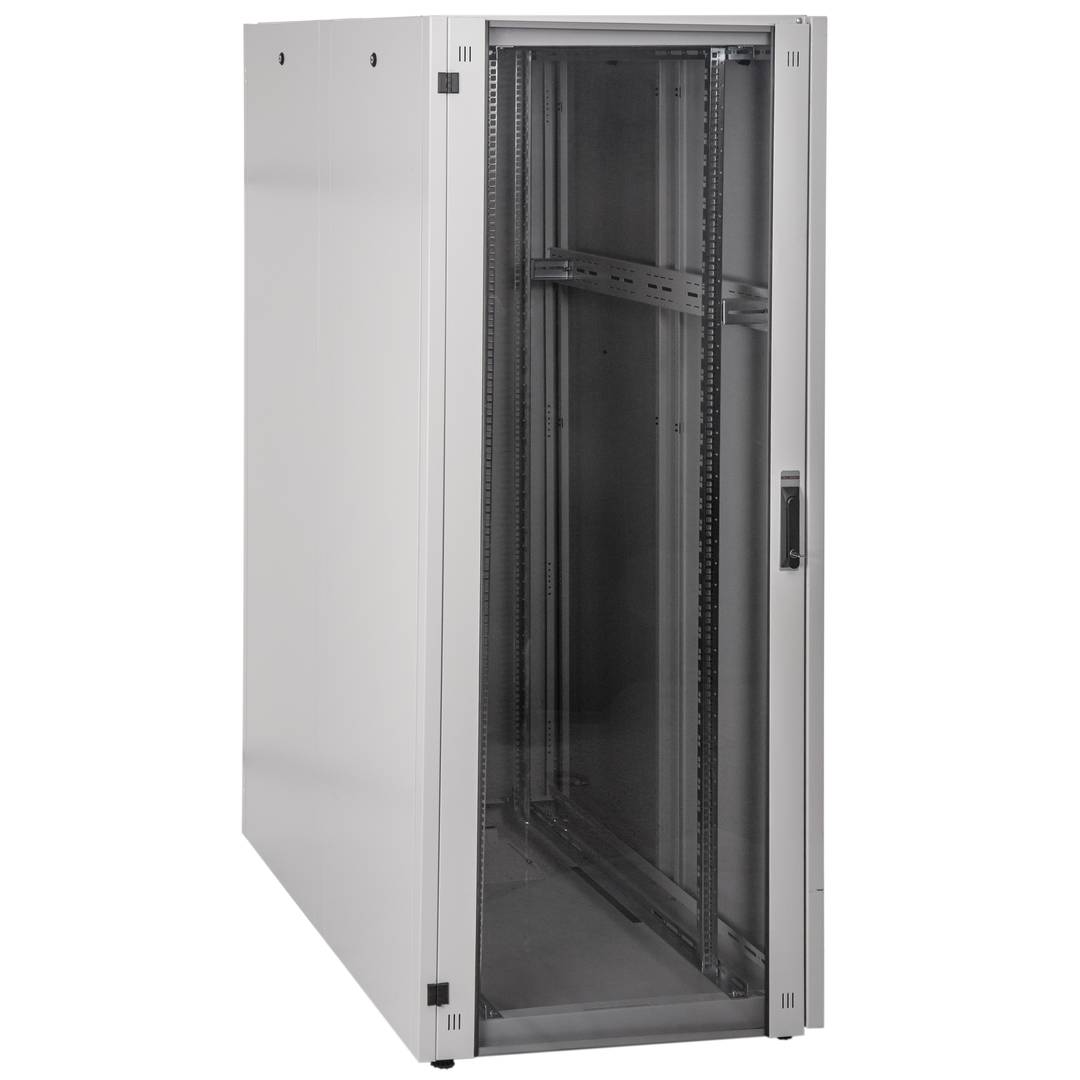 Armoire Rack 19″ Mobirack debout 42U Largeur 800 Profondeur 1200 Porte Vitrée Blanche