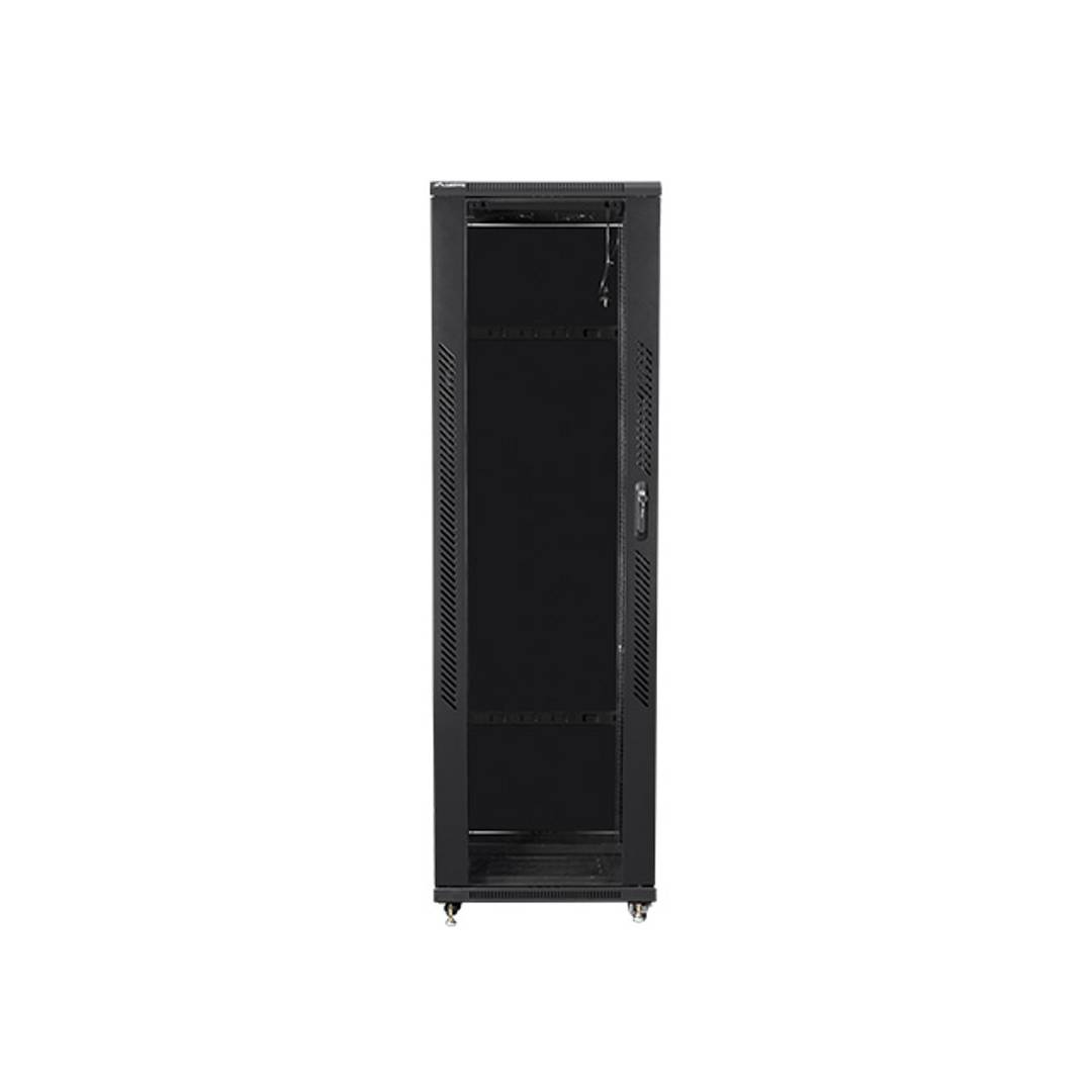 Armoire rack 19″ debout 42U Largeur 600 Profondeur 600 Porte en verre trempé et couleur noire RAL9004 Lanberg FF01-6642-12B