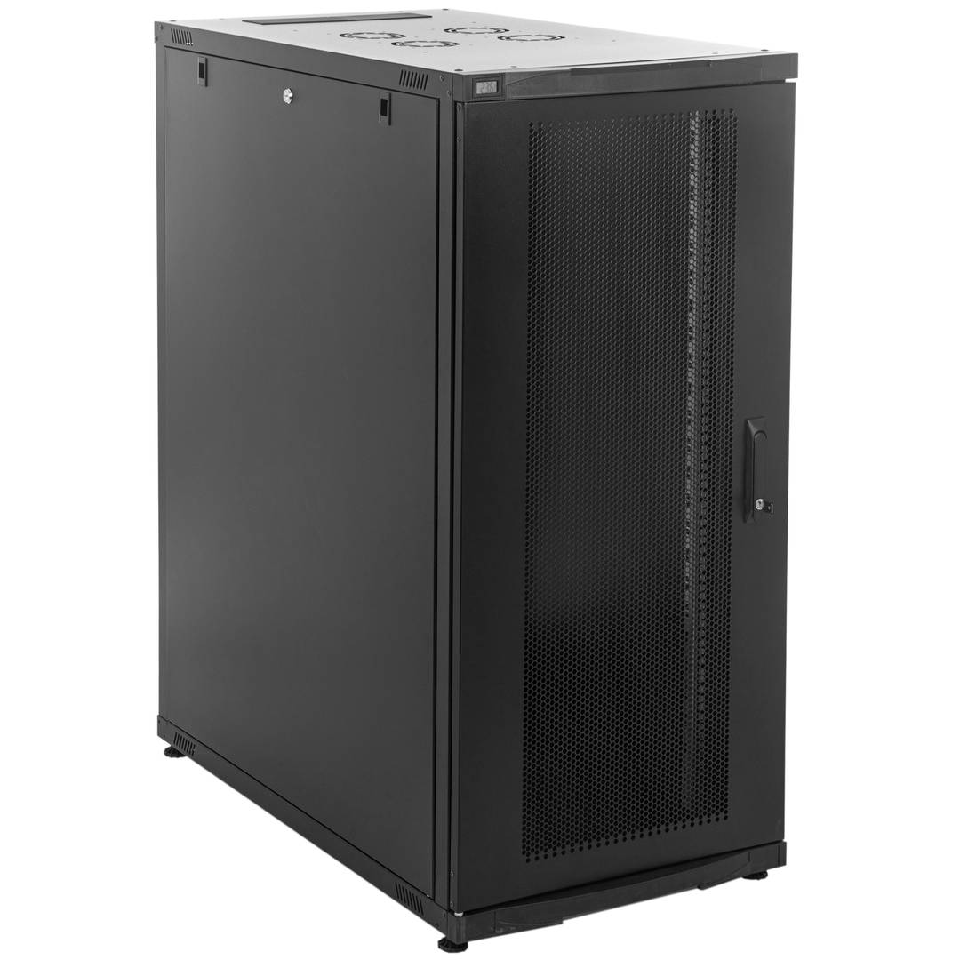 Armoire Rack 19″ Mobirack debout HQ 26U Largeur 600 Profondeur 1000 avec thermomètre et Porte Perforée Noire