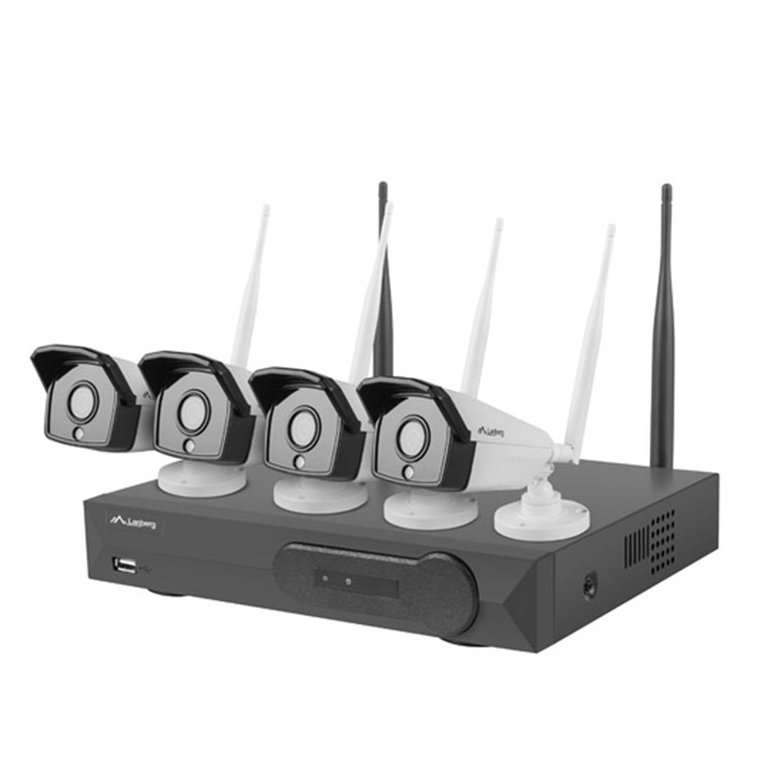 Kit de 4 caméras de vidéosurveillance WiFi Lanberg 2MP NVR avec 4 canaux